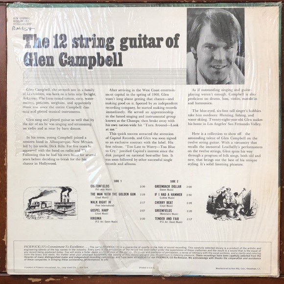 Glen Campbell ...The 12 String Guitar of... Vinyl Lp '66 - Picture 4 of 6